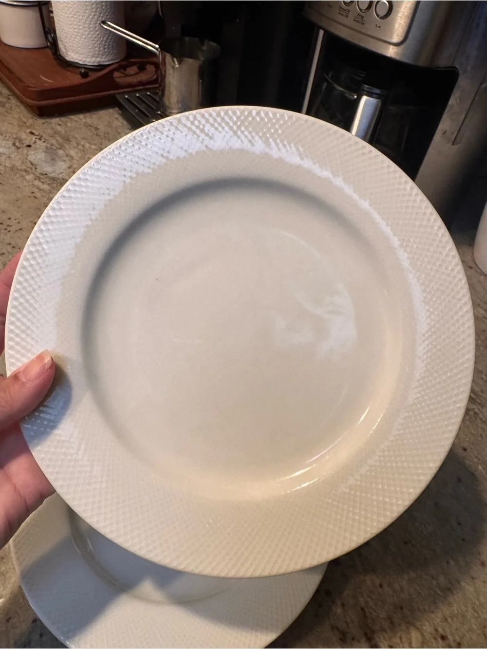 Pottery Barn Textured White Porcelain Salad Plates - set of 3